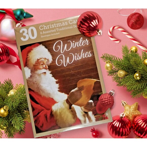 Christmas Holiday Greeting Cards Box of 30 Cards Variety 6 Designs 6.5" X 4.5" - Picture 2 of 5